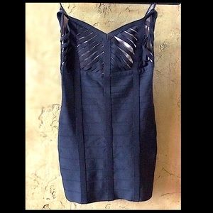 STRAPLESS BEBE BANDAGE BODYCON DRESS